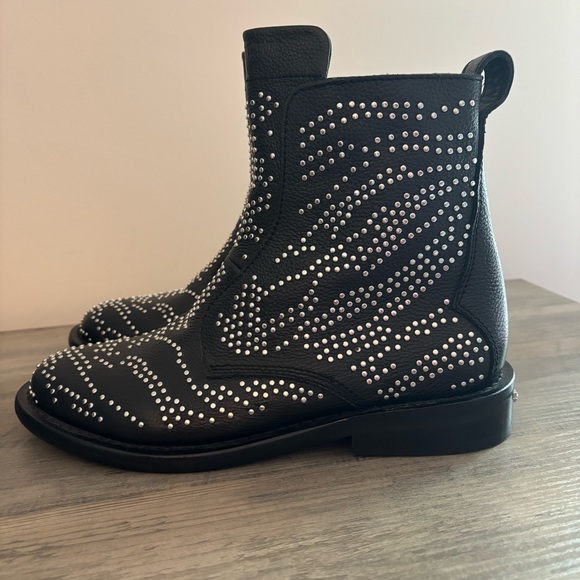 Zadig & Voltaire Womens Boots Laureen Studded Pebbled Leather Italian‎ Size 39